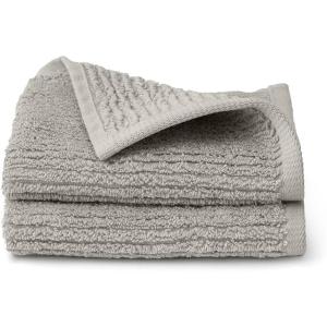 BOLL & BRANCH Turkish Waffle Washcloth Set – White – 100% Organic Turkish Cotton – Lightweight Soft Absorbent Luxury Spa Washcloths with Waffle Weave Texture – Quick Dry Set of 2(Pewter)