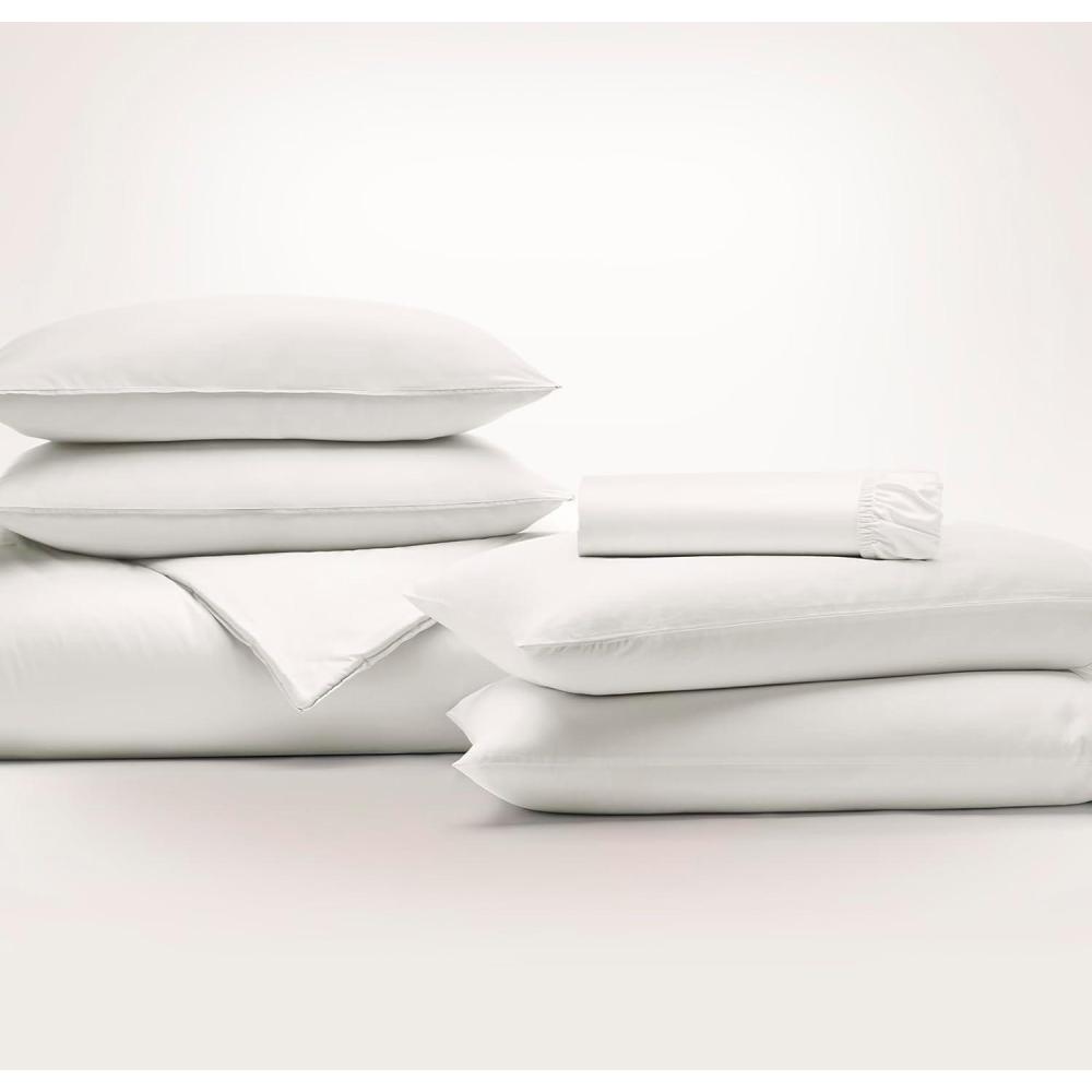 imageBOLL amp BRANCH Signature Hemmed Bed in a Bag Set  King White  Luxury 100 Organic Cotton  1 Comforter 2 Shams 1 Fitted Sheet 2 Pillowcases  Buttery Soft