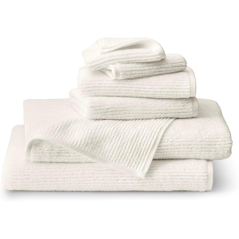imageBOLL amp BRANCH Turkish Ribbed Bath Sheet Set  Cream  6 Piece  Includes 2 Bath Sheets 2 Hand Towels amp 2 Washcloths  100 Organic Turkish Cotton  Ultra Soft amp Luxurious  Quick Dry