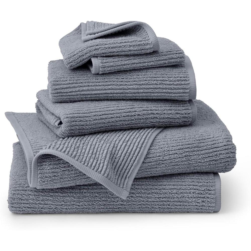 imageBOLL amp BRANCH Turkish Ribbed Bath Towel Set  Mineral  6 Piece  Includes 2 Bath Towels 2 Hand Towels amp 2 Washcloths  100 Organic Turkish Cotton  Ultra Soft amp Luxurious  Quick Dry