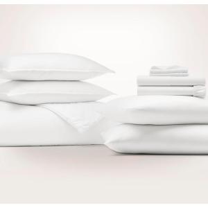 BOLL & BRANCH Signature Comforter Set and Sheet Set Bundle – 1 King White Sheet Set & 1 King/Cal King White Comforter Set – Luxury 100% Organic Cotton