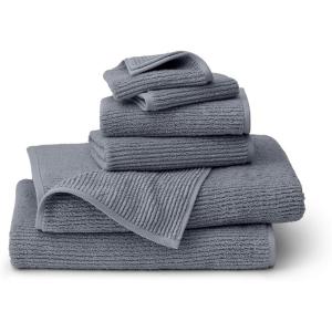 BOLL & BRANCH Turkish Ribbed Bath Sheet Set – Mineral – 6 Piece – Includes 2 Bath Sheets, 2 Hand Towels & 2 Washcloths – 100% Organic Turkish Cotton – Ultra Soft & Luxurious – Quick Dry