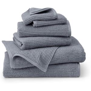 BOLL & BRANCH Turkish Ribbed Bath Towel Set – Mineral – 6 Piece – Includes 2 Bath Towels, 2 Hand Towels & 2 Washcloths – 100% Organic Turkish Cotton – Ultra Soft & Luxurious – Quick Dry