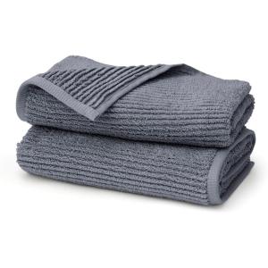BOLL & BRANCH Turkish Ribbed Hand Towel Set – Shore – 100% Organic Turkish Cotton – Soft Absorbent Quick Dry Luxury Spa Hand Towels with Textured Rib Weave – Set of 2(Mineral)