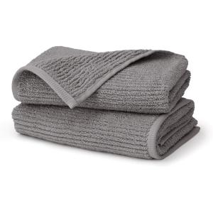 BOLL & BRANCH Turkish Ribbed Hand Towel Set – Shore – 100% Organic Turkish Cotton – Soft Absorbent Quick Dry Luxury Spa Hand Towels with Textured Rib Weave – Set of 2(Stone)
