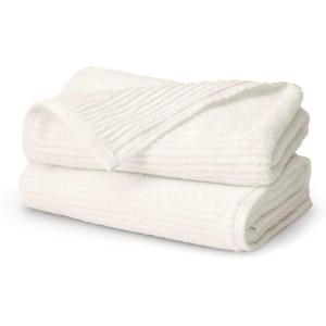 BOLL & BRANCH Turkish Ribbed Hand Towel Set – Shore – 100% Organic Turkish Cotton – Soft Absorbent Quick Dry Luxury Spa Hand Towels with Textured Rib Weave – Set of 2(Cream)