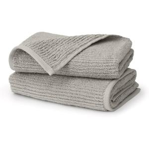 BOLL & BRANCH Turkish Ribbed Hand Towel Set – Shore – 100% Organic Turkish Cotton – Soft Absorbent Quick Dry Luxury Spa Hand Towels with Textured Rib Weave – Set of 2(Pewter)